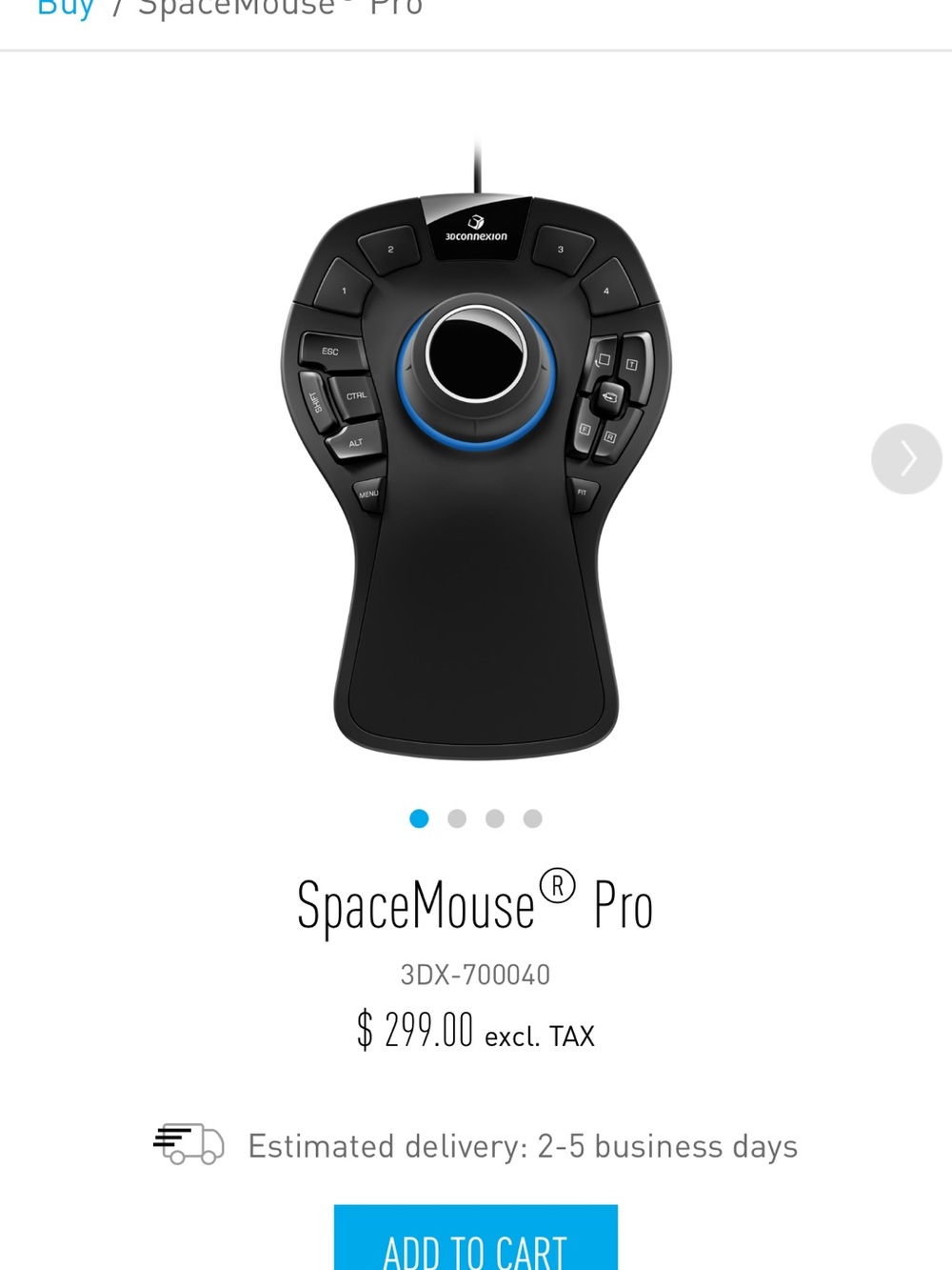 SpaceMouse Pro - Black 3D Wired Mouse